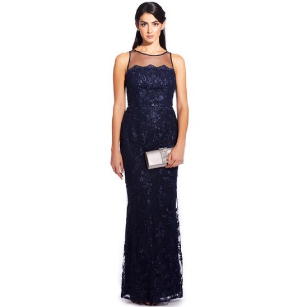 Adrianna Papell Halter Corded Lace Dress